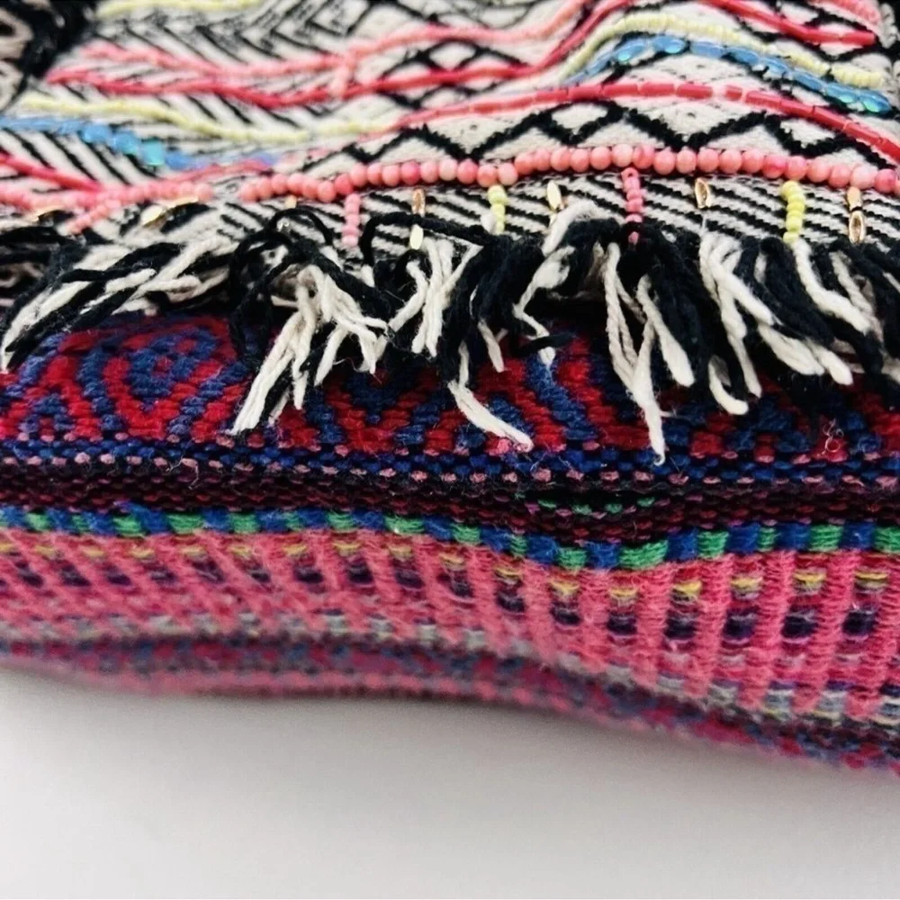 Gorgeous Black & Pink Colorful Canvas Fringe Boho
Earthy Hippie Tote Bag - Picture 6 of 9